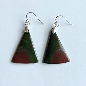 Bloodstone Gemstone Earrings with 925 Sterling Silver Findings